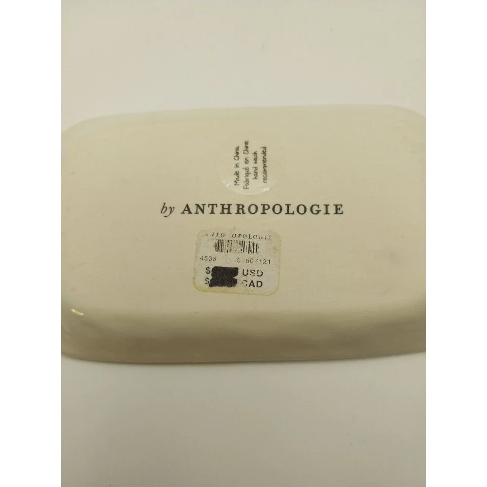 Anthropologie Floral Ceramic Salt and Pepper Tray Cream Serving Tray Tabletop